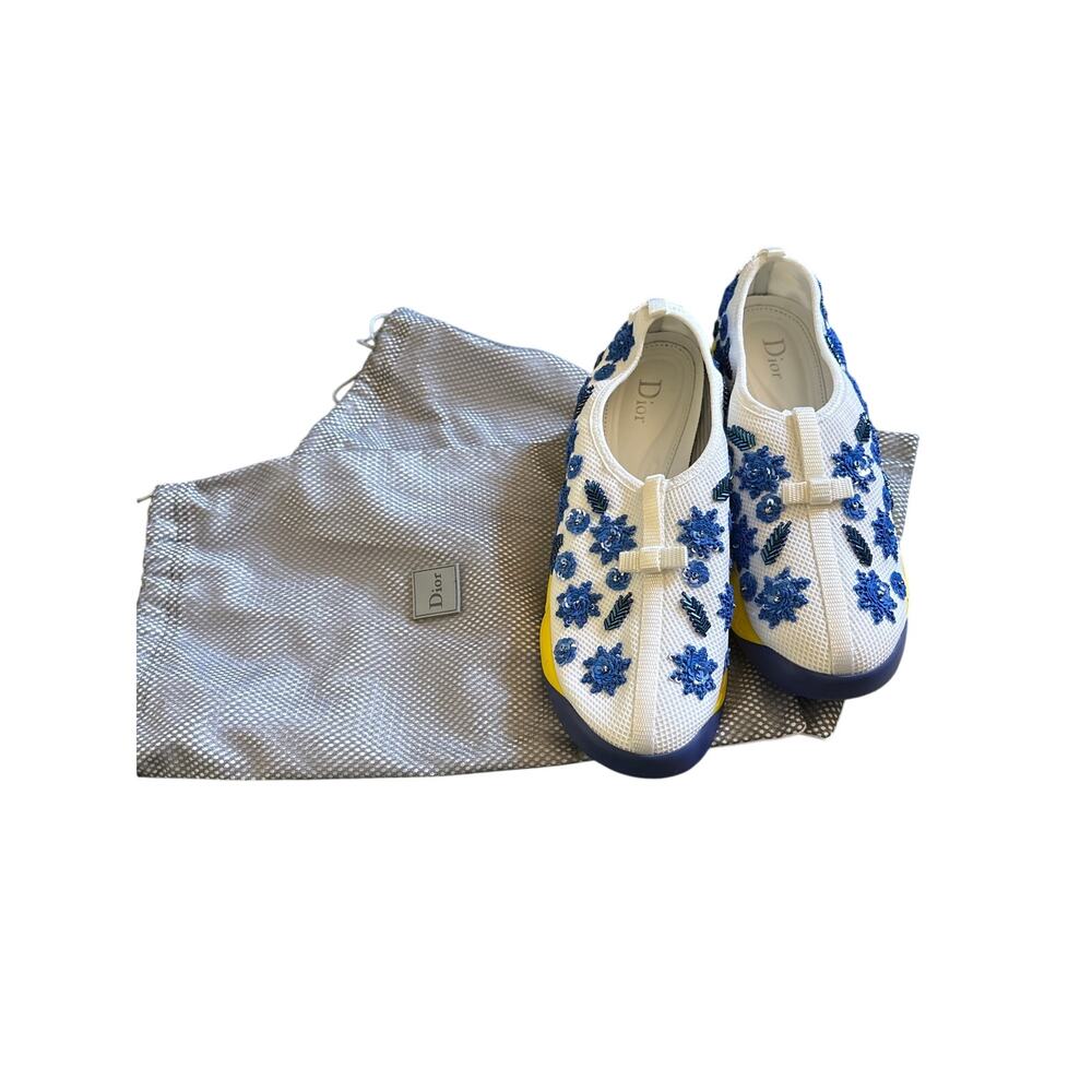 Christian Dior Fusion Blue Floral Crystal Embroidered Mesh Sneaker EU 39 NEW - Picture 8 of 13